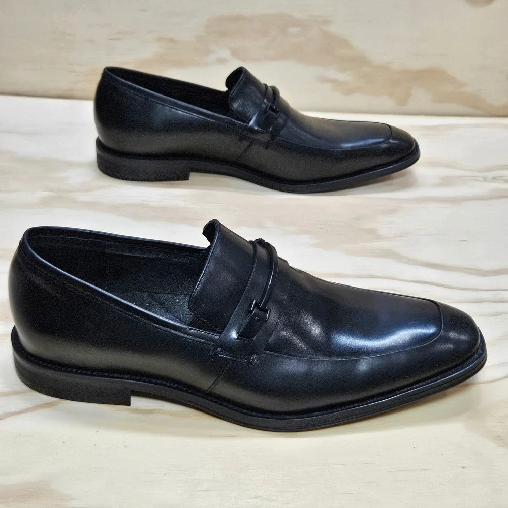 Kenneth Cole New York Mens North Shore Black Leather Bit Loafers 10.5 M
